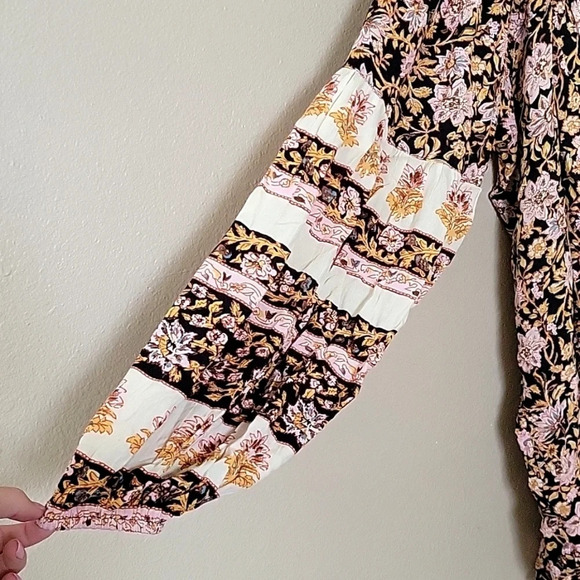 Billabong Gypset Oversized Floral Peasant Mini Dress Beach Boho Coastal - Size S - Picture 3 of 9